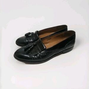 MARIO BRUNI Made In Italy US Men’s 8.5 N Black Leather Loafers Shoes Brogue .